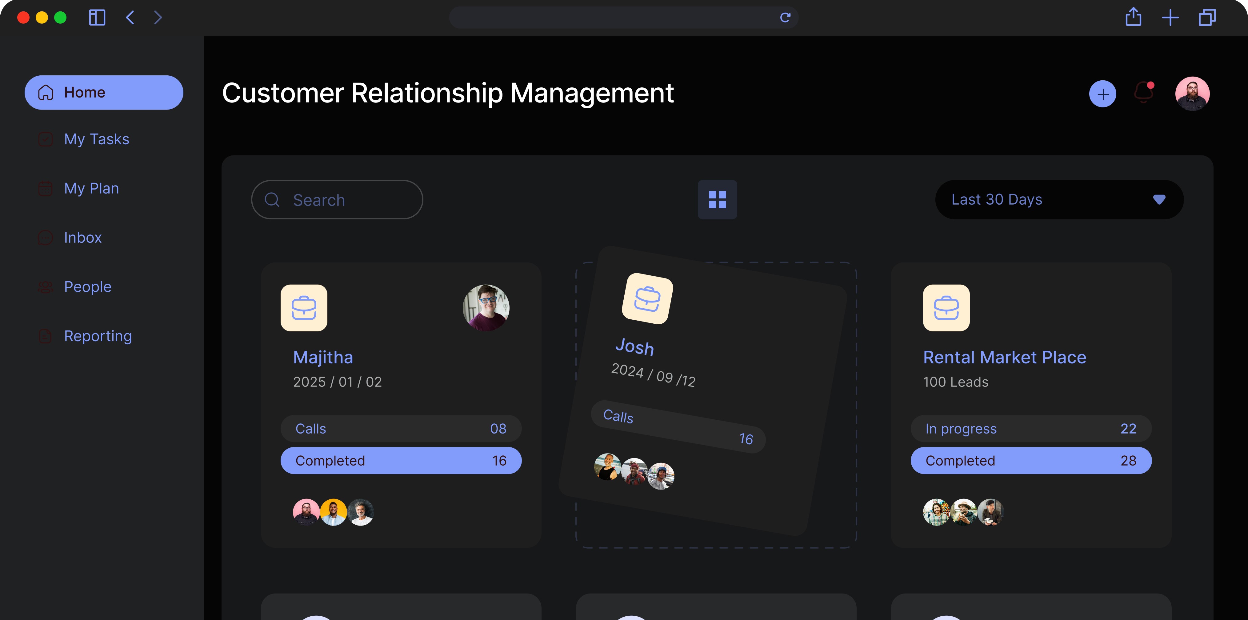 CRM Dashboard Mockup